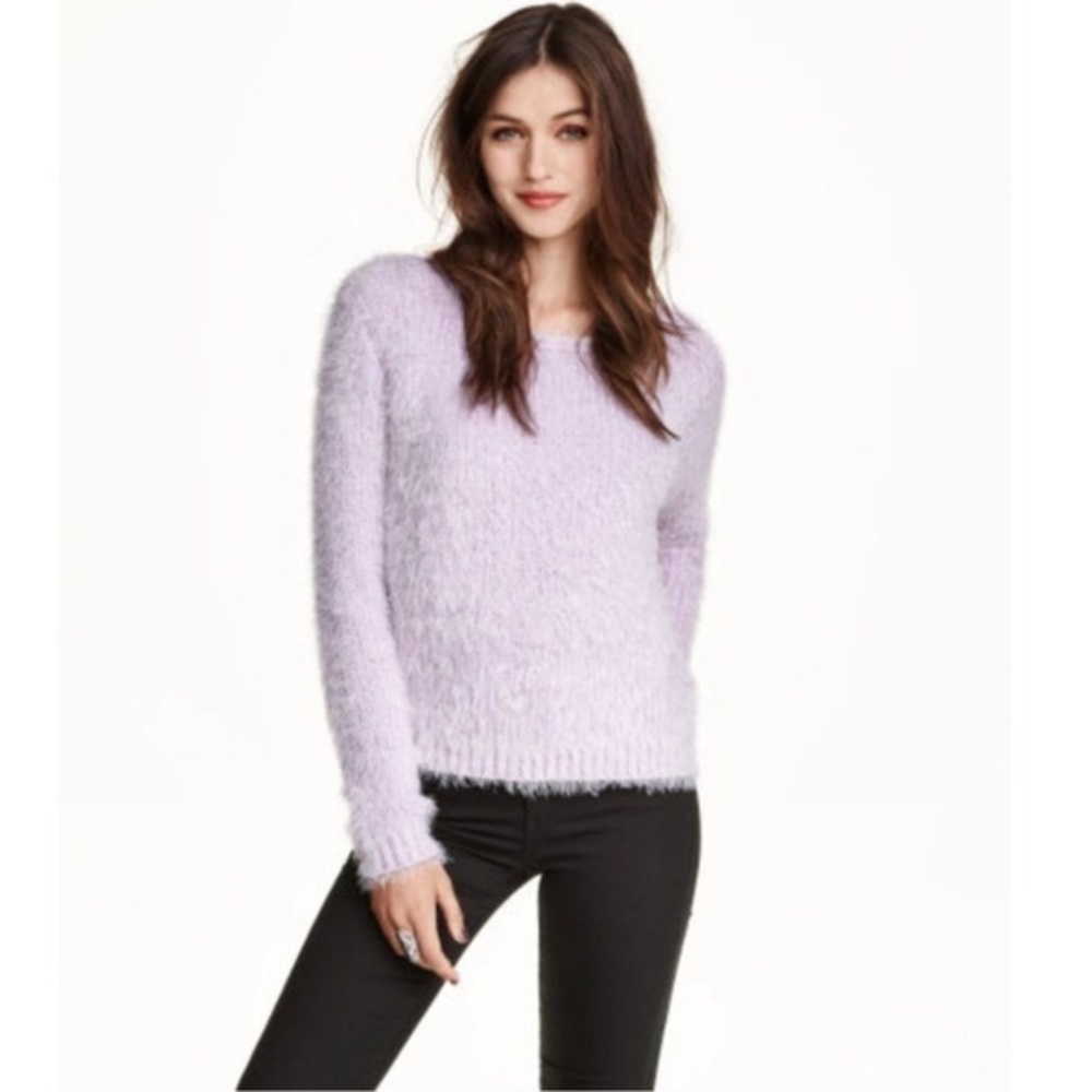 H&M purple fuzzy sweater